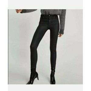 NWT Zara Coated Skinny Black High Rise Jeans Pants